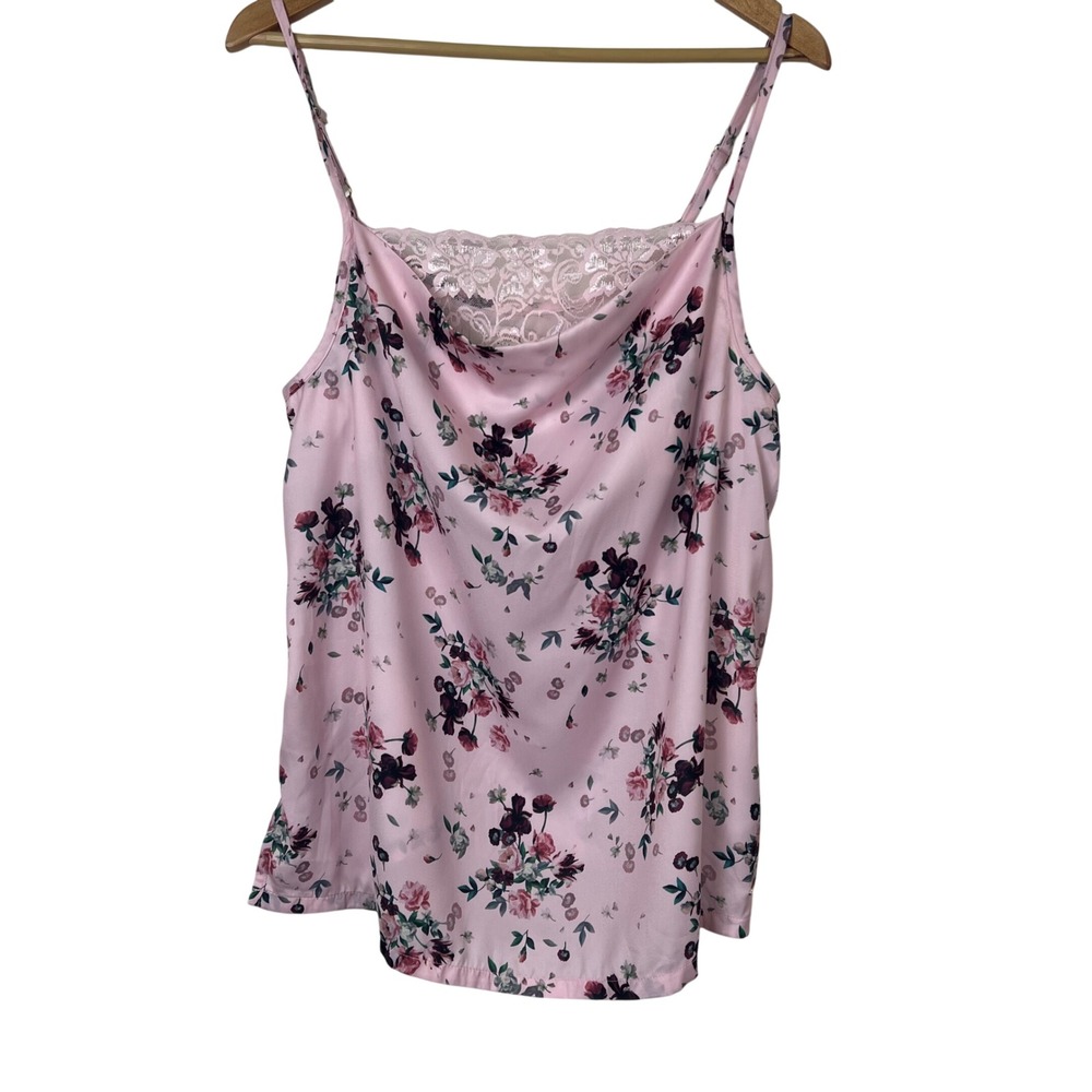Ted Baker London Pink Floral Lace Trim Satin Cami Tank Top Womens‎ Large